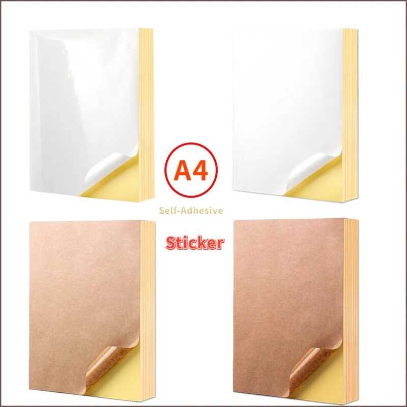 

Lembar 20 A4 Putih/Kraft Stiker Label Perekat Diri Matte Glossy untuk Printer Laser Inkjet dan Mesin
