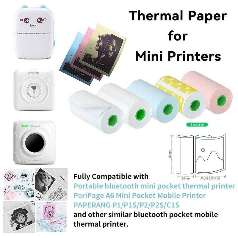 

Termal Kertas Mini HD Lebar 56mm Label Stiker Warna Kertas Foto Transparan Untuk PeriPage Paperang I
