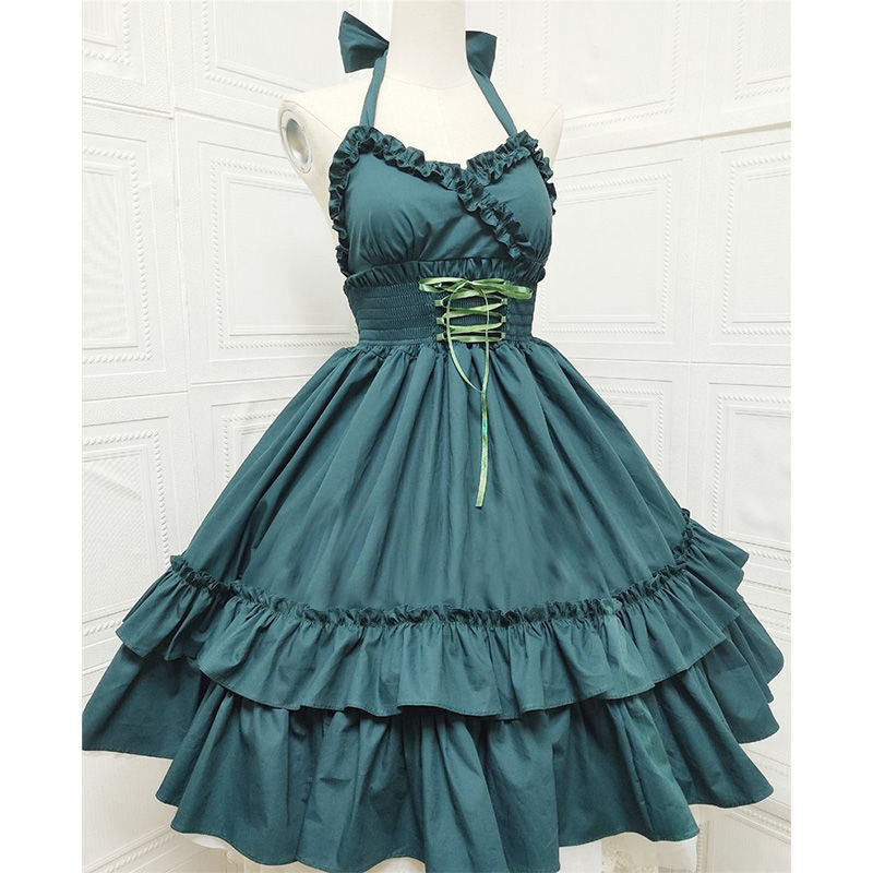 Pure 2025 Rok Suspender Lolita Dress Lolita Retro Rok Gadis Lembut Rok Solid Color Suspender Rok
