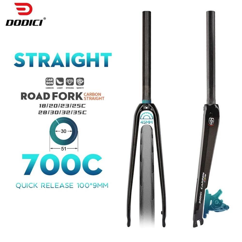 DODICI Sepeda Serat Karbon Ultra-ringan Tabung Lurus Depan Sepeda Jalan Kota Garpu Keras 700C*18C-3