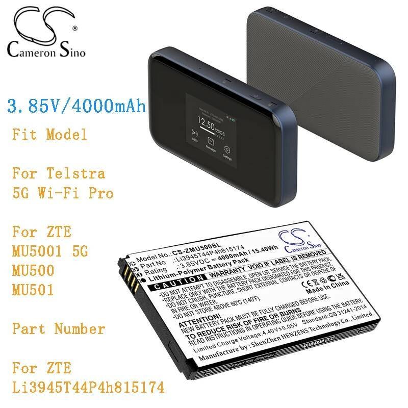 Hotspot Baterai Sino Cameron 4000mAh Telstra Wi-Fi Pro untuk ZTE MU5001 5G MU500 MU501 Li3945T44P