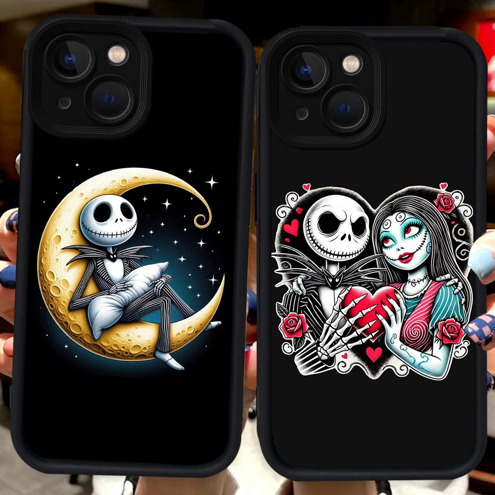 Hitam Casing untuk iPhone 6s 8 13 14 6 7 Pro Max Plus H96 Nightmare before christmas