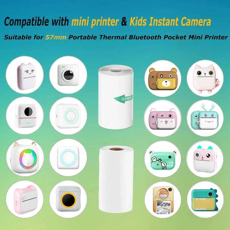

Gulungan 10 Kertas Resi Thermal 2.2in x 19ft untuk Printer Mini Pocket Warna Putih