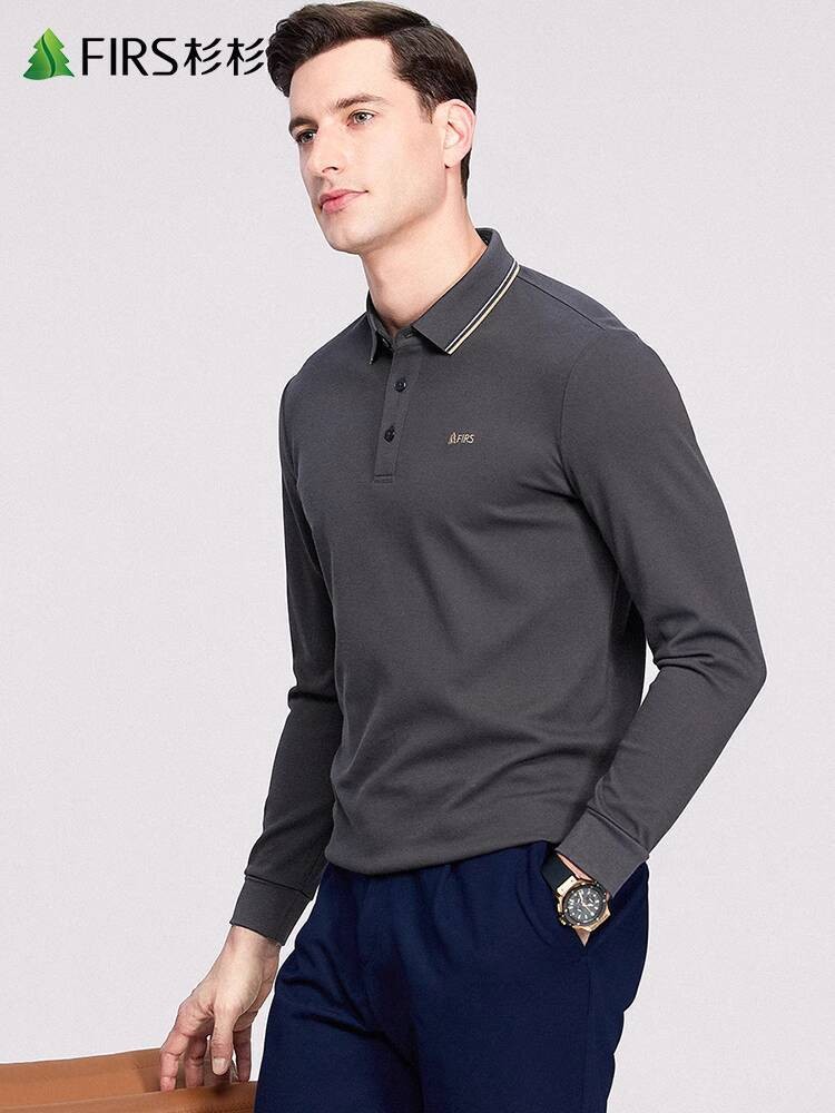 【Busa Memori】Shanshan Lengan Panjang Kerah Turun Pria 2025 Musim Semi Baru Kaos Polo Komuter Bisnis 