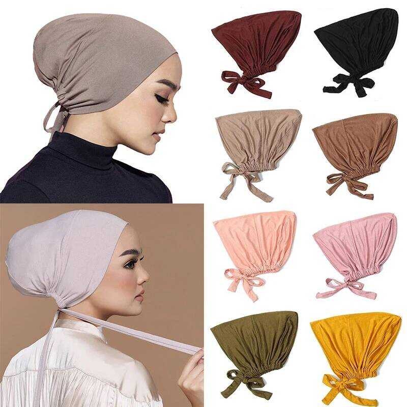 Turban Topi Muslim Modal Lembut Baru, Penutup Dalam Hijab, Tudung Islami, Topi India, Penutup Kepala