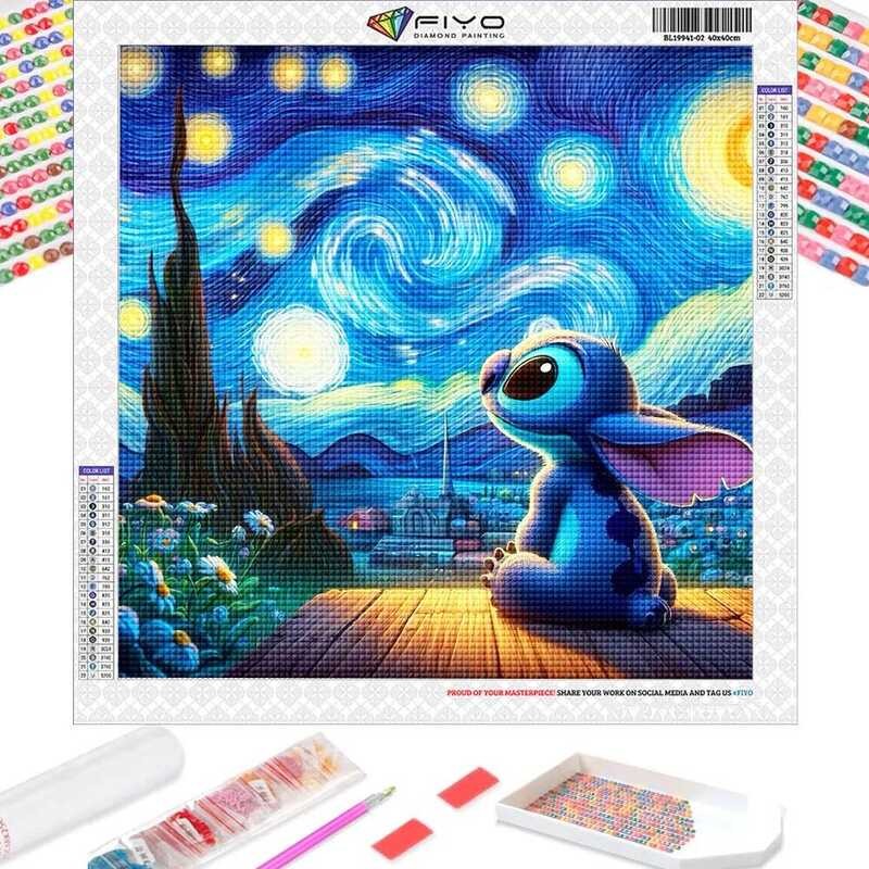 

Kartun Lukisan Dia Mosaik Van Gogh Pemandangan Malam Berbintang Kit Kerajinan Hadiah Buatan Tangan D