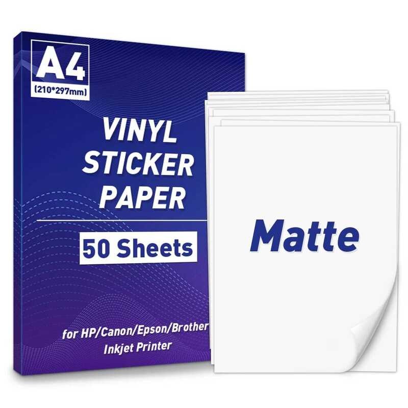 

Lembar 50 A4 untuk Printer Inkjet/Laser Kertas Vinyl Stiker Perekat Diri Hadiah Alat Tulis Label Sti