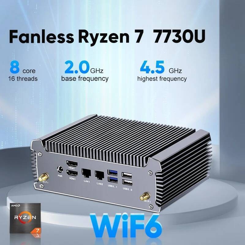 KINGNOVY Mini AMD Tanpa Kipas Ryzen 7 5800U 7730U Komputer Desktop Barebone 4K Dual HD Windows 11/10