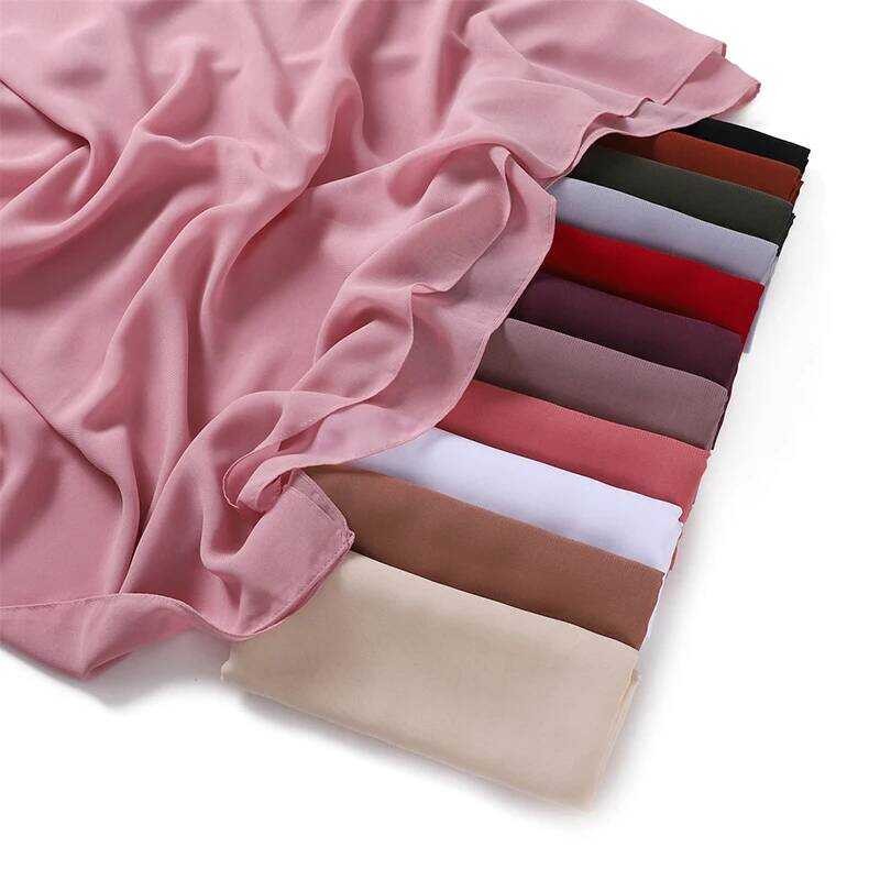 Chiffon Hijab Wanita Selendang Syal Modal Katun Jersey Hijab Polos Lembut Untuk Wanita Muslim Voile