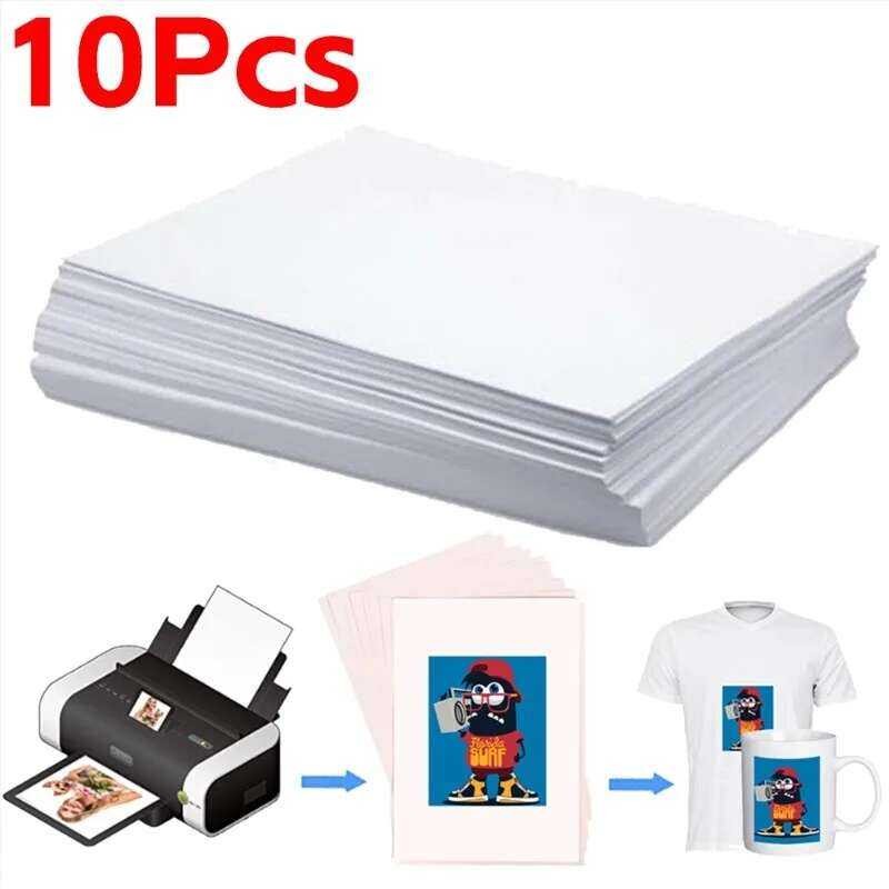 

Lembar 10 Kertas Transfer Panas Sublimasi A4 Cetak Ion pada Kain Pakaian Kaos untuk Printer Inkjet P