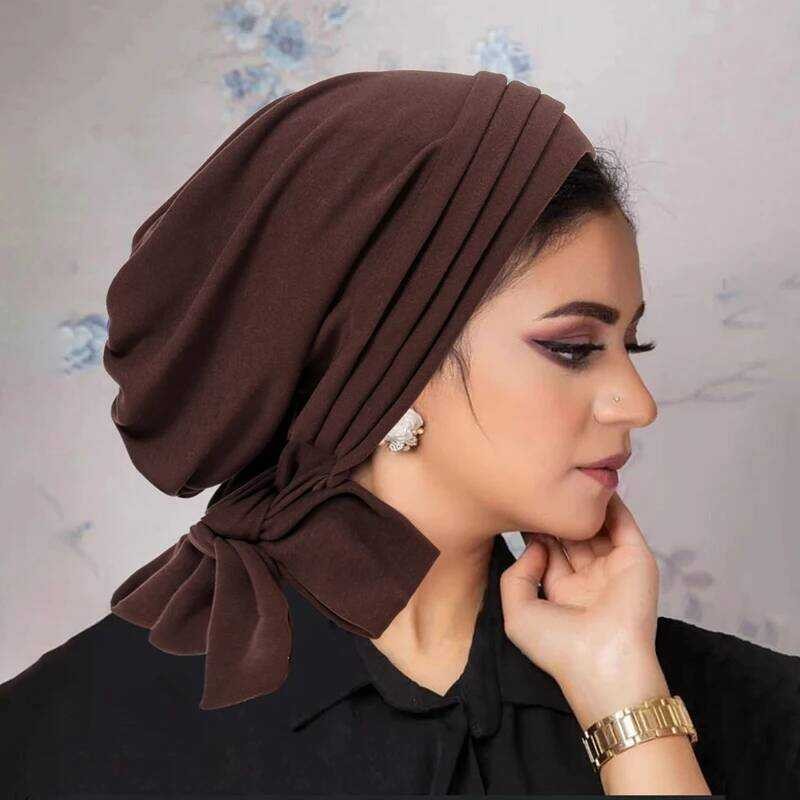Muslim Wanita Turban Stretch Hijab Underscarf Topi Chemo Kanker Topi Syal Kepala