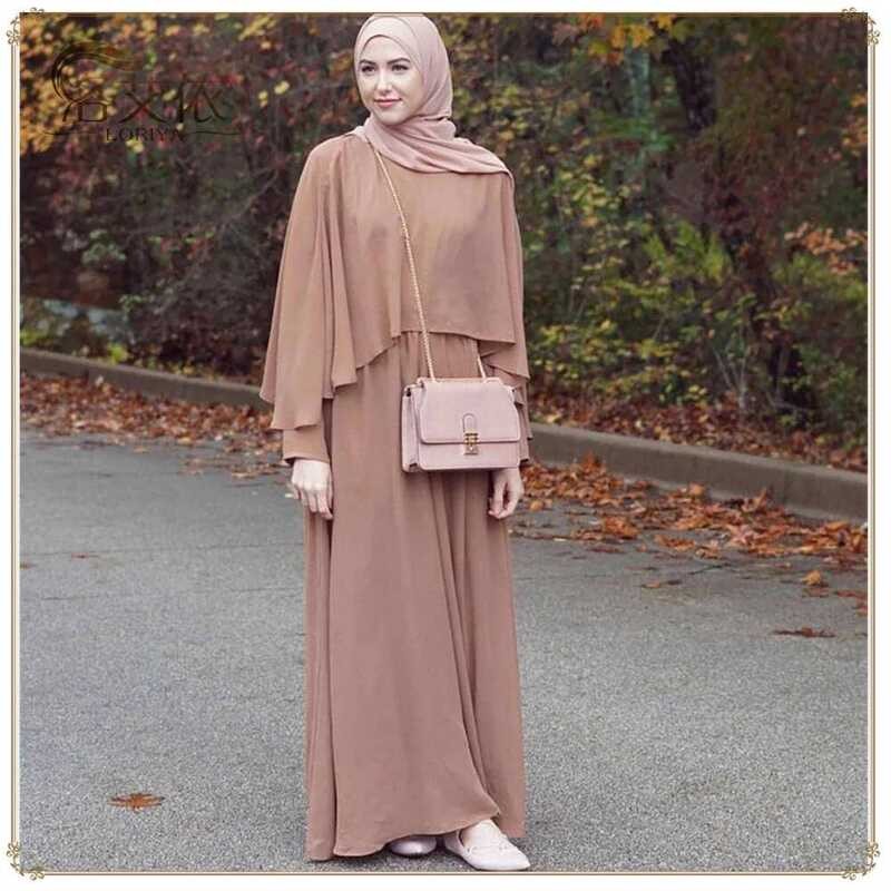 Gaun 2025 Chiffon Wanita Muslim Arab Saudi Jubah Besar Abaya Ramadan Dubai Islam Elegan