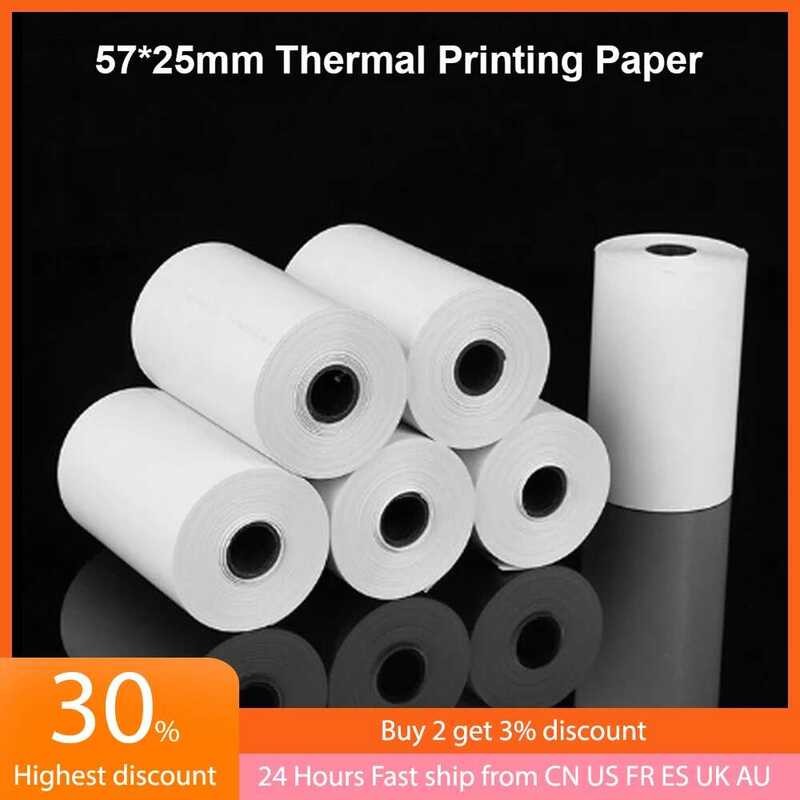 

Gulungan 5 Kertas Termal Label Cetak Instan untuk Printer Foto Kamera Anak POS Kasir Pengganti 57x25