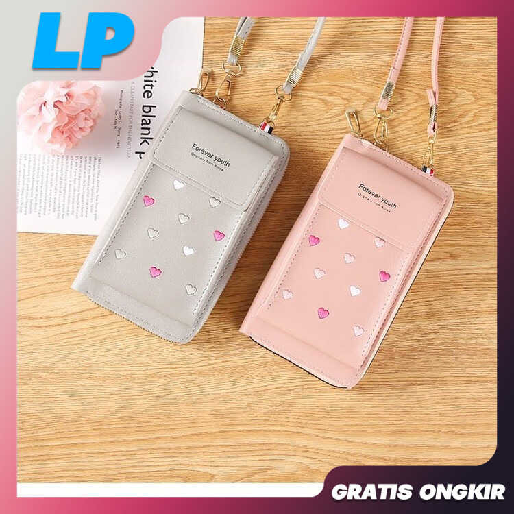 LAAPAKA DOMPET PANJANG WANITA FREE TALI DOMPET WANITA MOTIF LOVE IMPORT REAL PICT