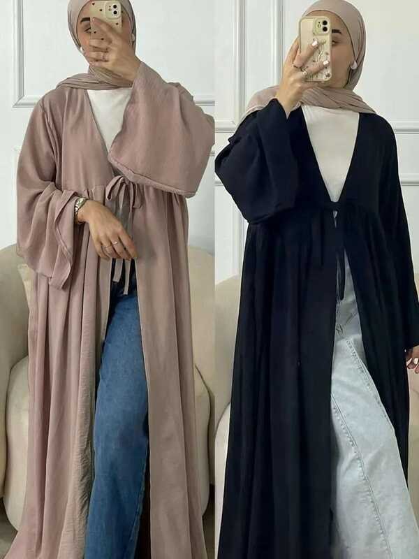 Muslim Gaun Turki Longgar Santai Cardigan Renda Jubah Ramadan Dubai Abaya untuk Wanita Gaun Malam Ma