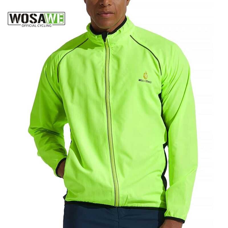 Jaket WOSAWE Sepeda Pria Tahan Angin Reflektif Air MTB Lengan Panjang Jaket Sepeda Jersey