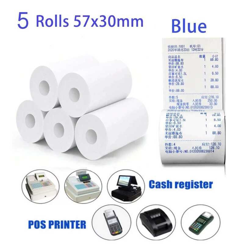 

POS Printer Termal 57x30mm Font Biru 5 Gulungan Mini Mobile Bluetooth Kertas Cetak Resi Kasir