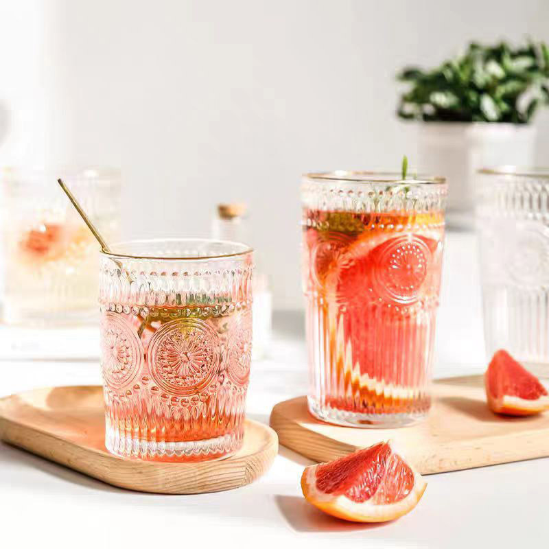 Gelas  Relief kaca Phnom Penh ins angin rumah tangga transparan matahari air teh Antikjus hadiah