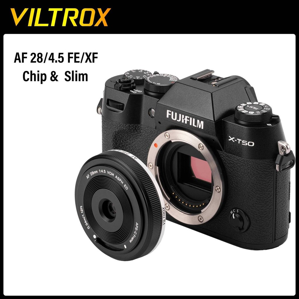VILTROX AF 28mm F4.5 Lensa Kamera Chip Autofokus Full Frame Retro Slim Untuk Fujifilm X Sony E Nikon