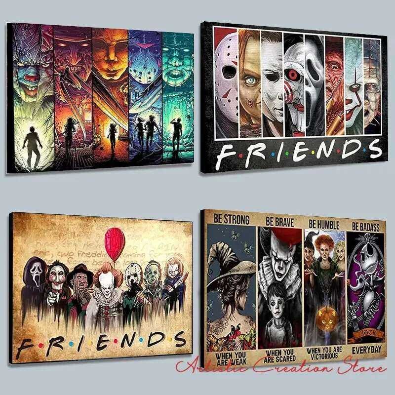 

Karakter Poster Friends Hr Villains Halloween Membunuh Chucky Cetakan Film Lukisan Kanvas Seni Dindi