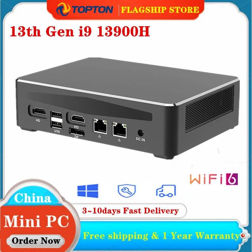 Topton PC Gaming Mini Generasi ke-13 i9 13900H i7 13700H Intel Thunderbolt 4 DDR5 4800MHz PCIE4.0 Ko