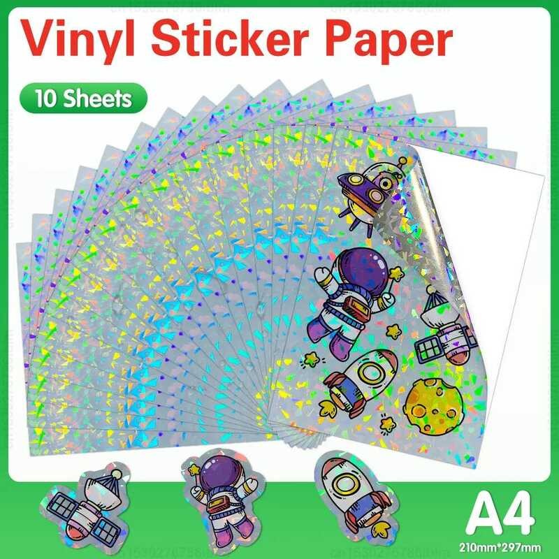 

Lembar 10 Stiker Vinyl Cetak A4 Putih Glossy Transparan Kertas Salinan Self-adhesive untuk Printer I