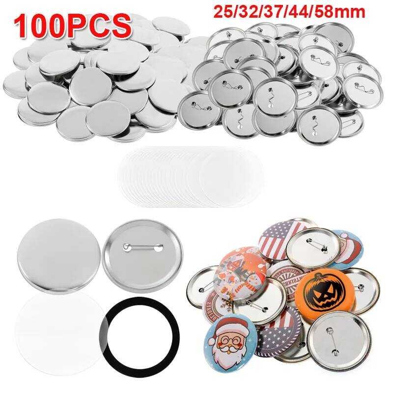 

25mm 100PCS 32mm 37mm 44mm 58mm Bagian Tombol Logam Perlengkapan Tombol Bulat Lencana Pembuat Pin DI