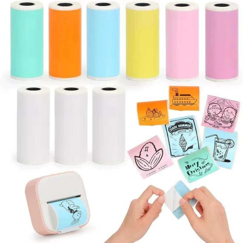 

Stiker Kertas Printer, Gulungan Termal Untuk T02/M02 dan Printer Mini, Kertas Perekat Diri Warna Hal