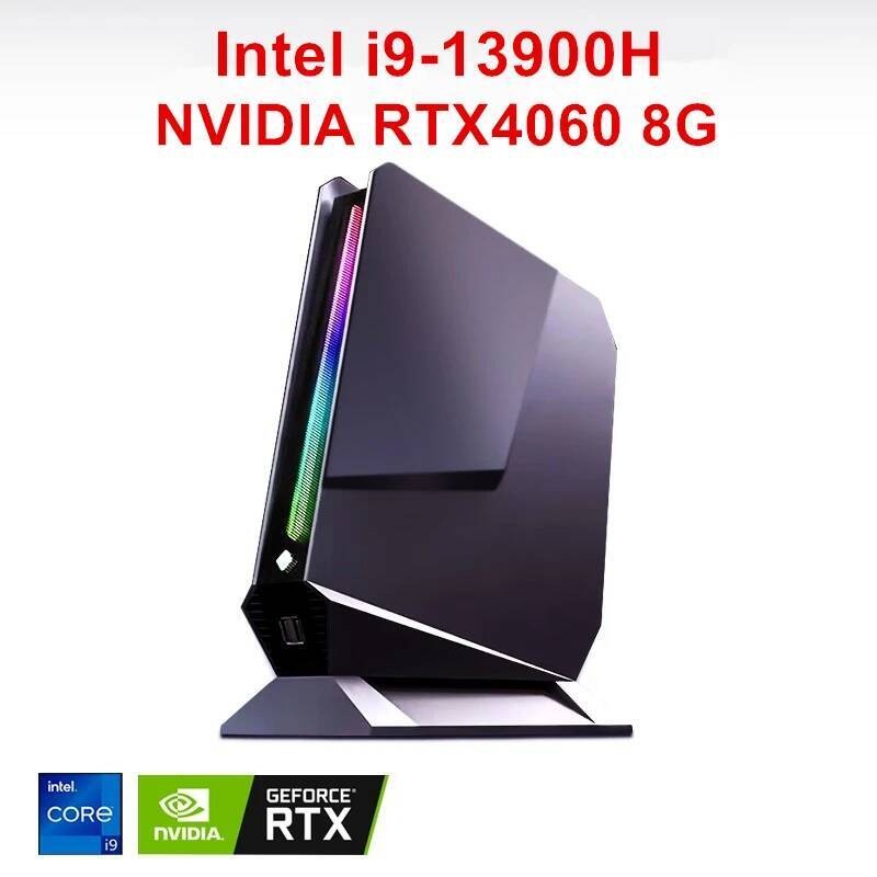 Mini PC Gaming Generasi ke-13 Nvidia RTX 4060 3050 8G Intel i9 13900H i7 13700H 12900H RGB Desktop G