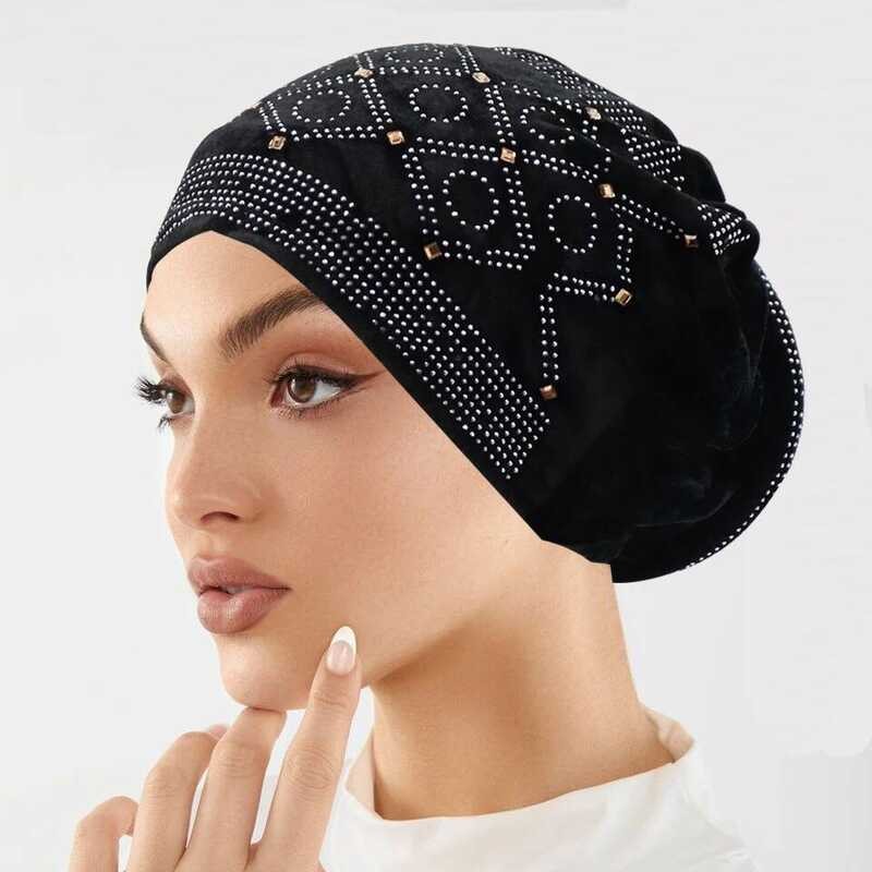 Turban Topi Lembut Veet untuk Wanita, Jilbab Muslim, Topi Elastis Wanita, Aksesori Kepala Bergaya Gl