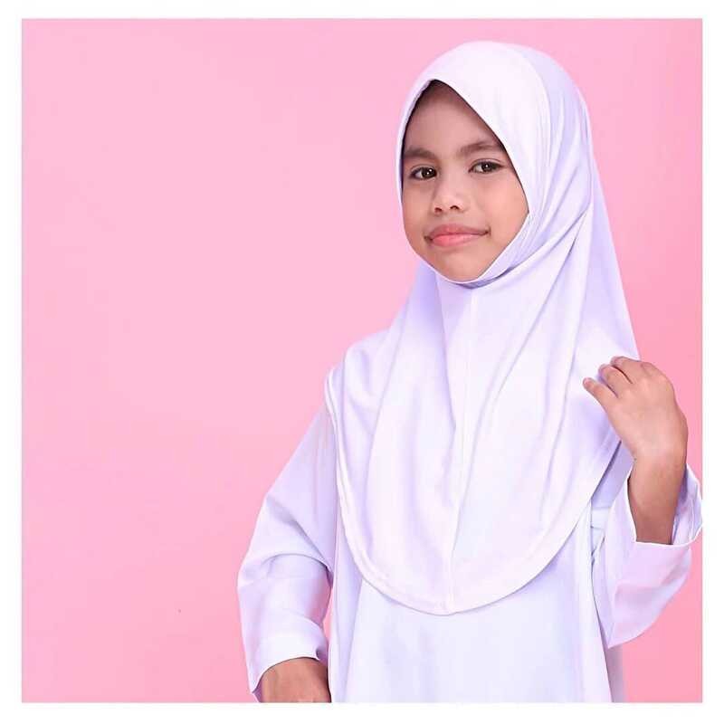 5-9 H304 tahun gadis kecil Hijab muslim polos dengan bagian dagu kualitas terbaik amira syal islami