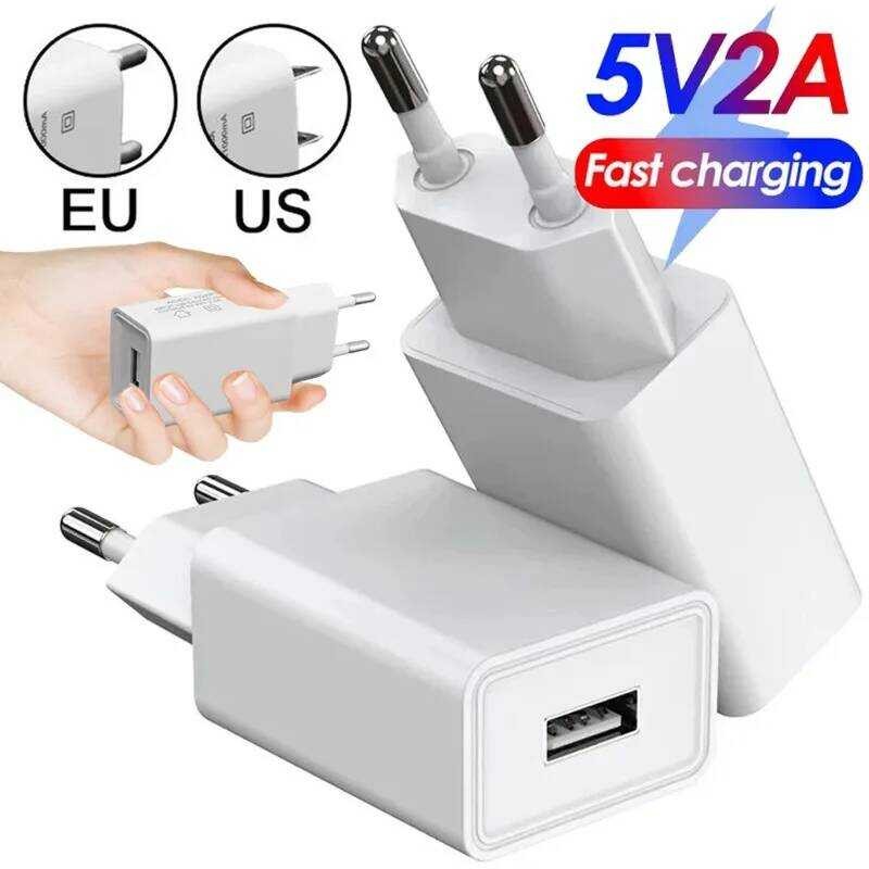 5V1A 5V2A Pengisi Daya Telepon USB Dinding dengan Colokan EU/US untuk iPhone Samsung Xiaomi Google U