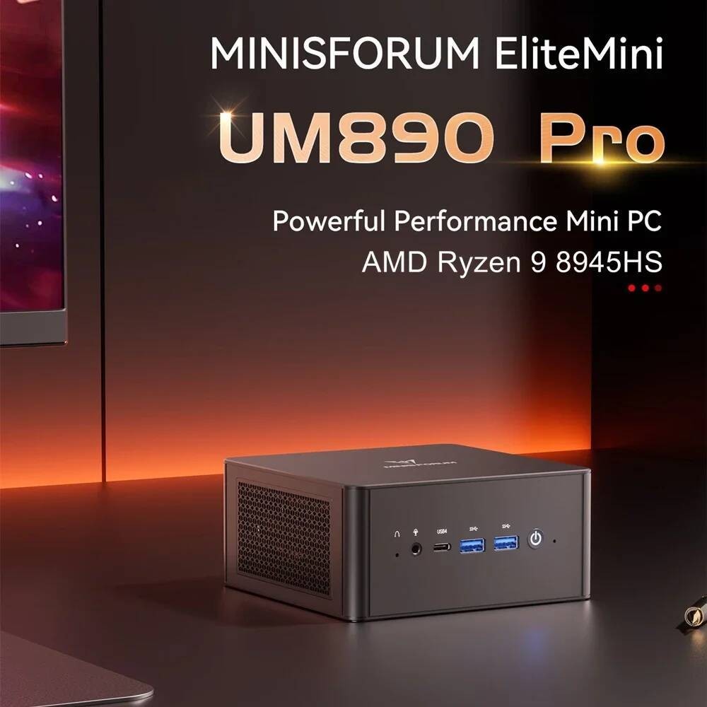 MINISFORUM UM890 UM880 Pro PC Gaming AMD Ryzen 9 8945HS R7 8845HS PRO 2*DDR5 Cold Wave 2.0 WiFi 6E W