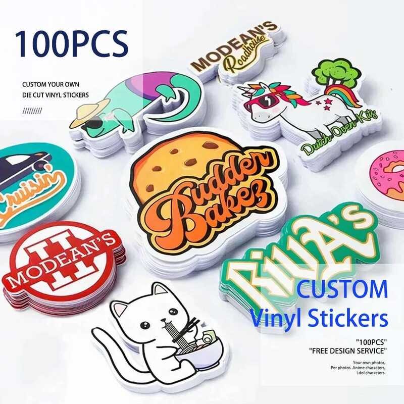 

Stiker 100pcs Kustom PVC Tahan Air Desain Vinyl Die Cut Merek Laptop Stiker Lucu Pribadi Film Glossy