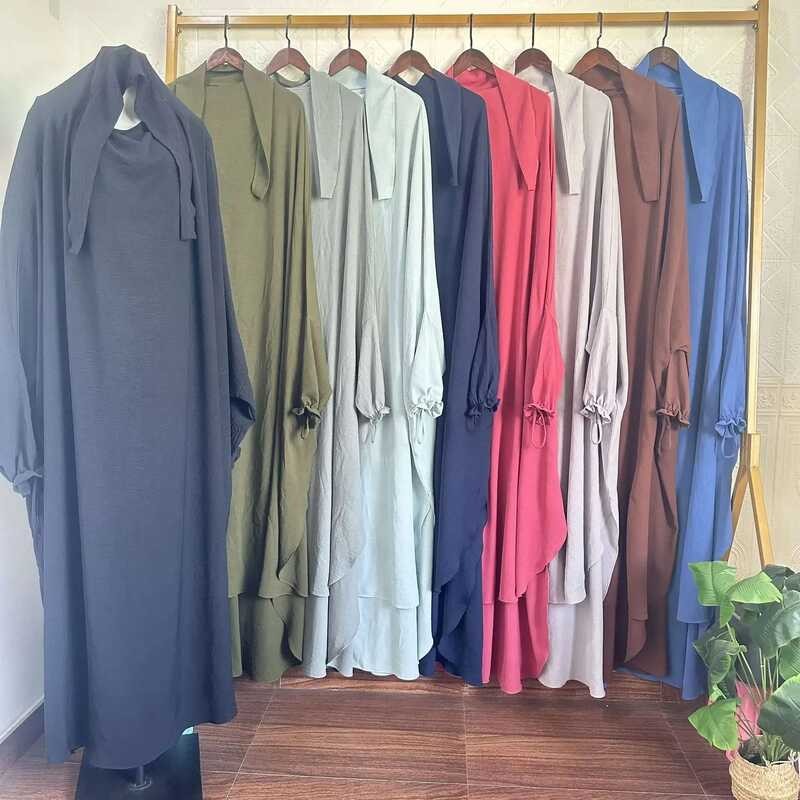 Piece One Amira Abaya Panjang Khimar Wanita Muslim Hijab Overhead Gaun Maxi Turki Eid Ramadan Kaftan