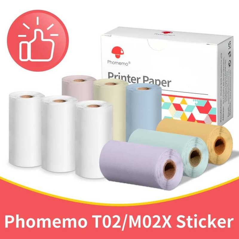 

3 Phomemo Gulungan Stiker Transparan Perekat Diri Kertas Termal untuk Label T02 M02X DIY Foto Teks C
