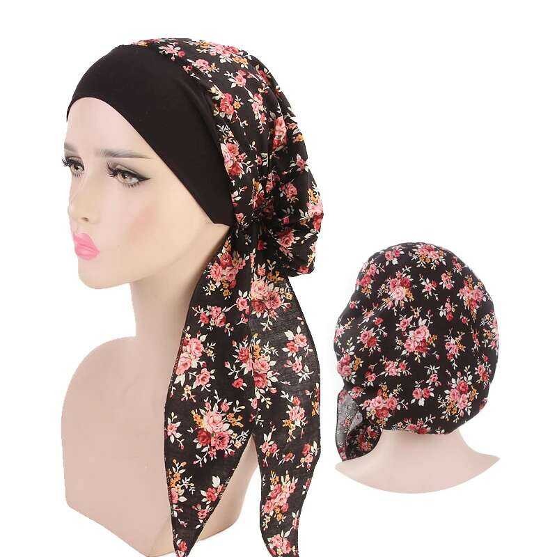 Dalam Hijab Wanita Cetak Bunga Fashion Baru, Topi Muslim, Turban, Bonnet Siap Pakai untuk Wanita Bar
