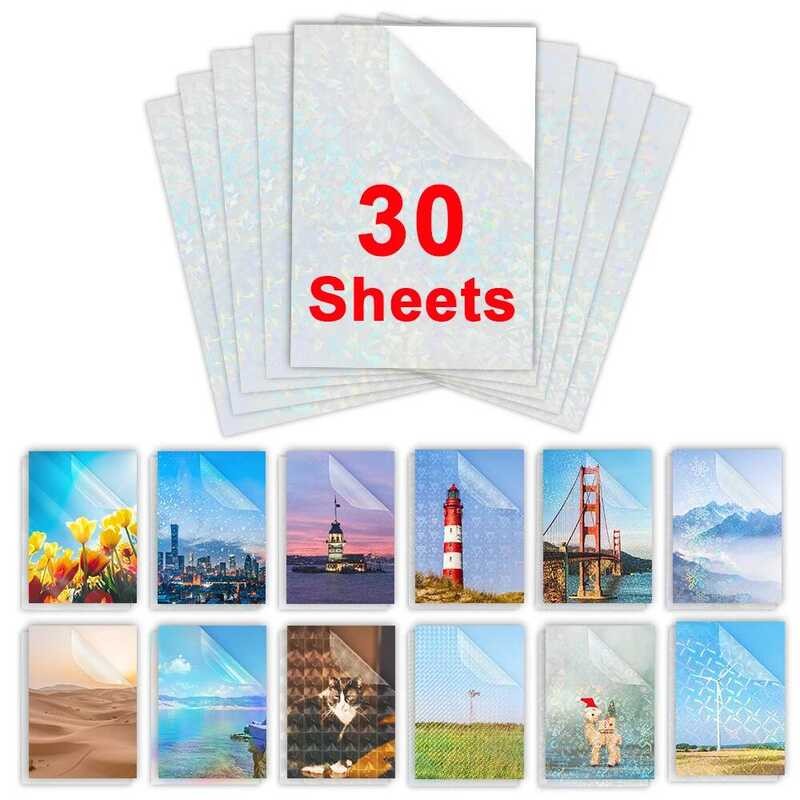 

Lembar 30 Film Laminasi Dingin A4 Tahan Air Kertas Film Perekat Diri Bintang Pecah DIY Paket Kartu F
