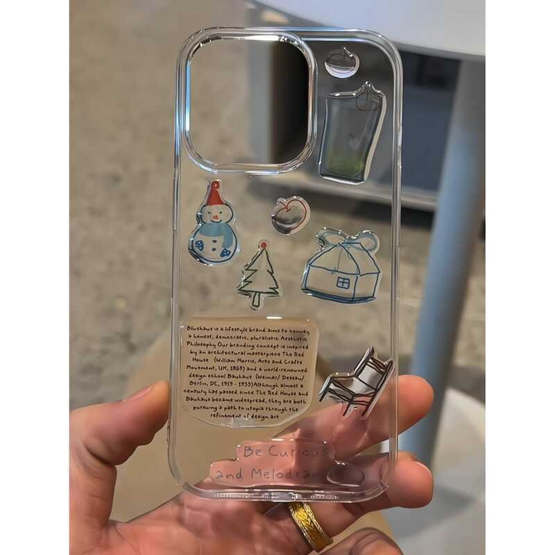 

DIY Stiker Resin 3D Manusia Salju Lucu untuk iPhone 15 Pro Max, Casing Ponsel Apple 16 Pro, 14 Perekat Diri 13