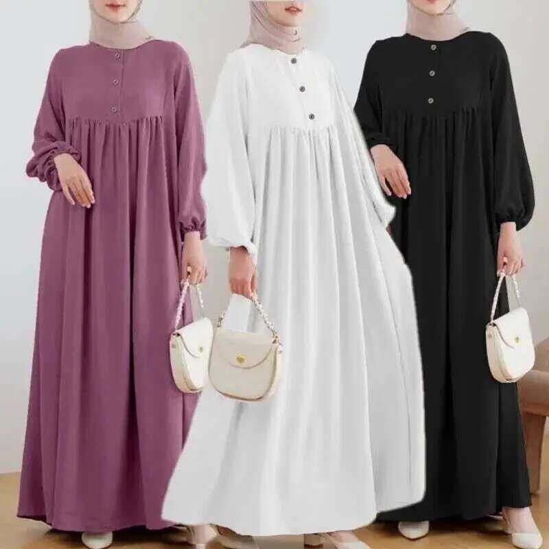 Ramadan Gaun Timur Tengah Lengan Panjang Abaya Dubai Muslim Jalabiya Gaun Turki Robe Vestidos Pakaia