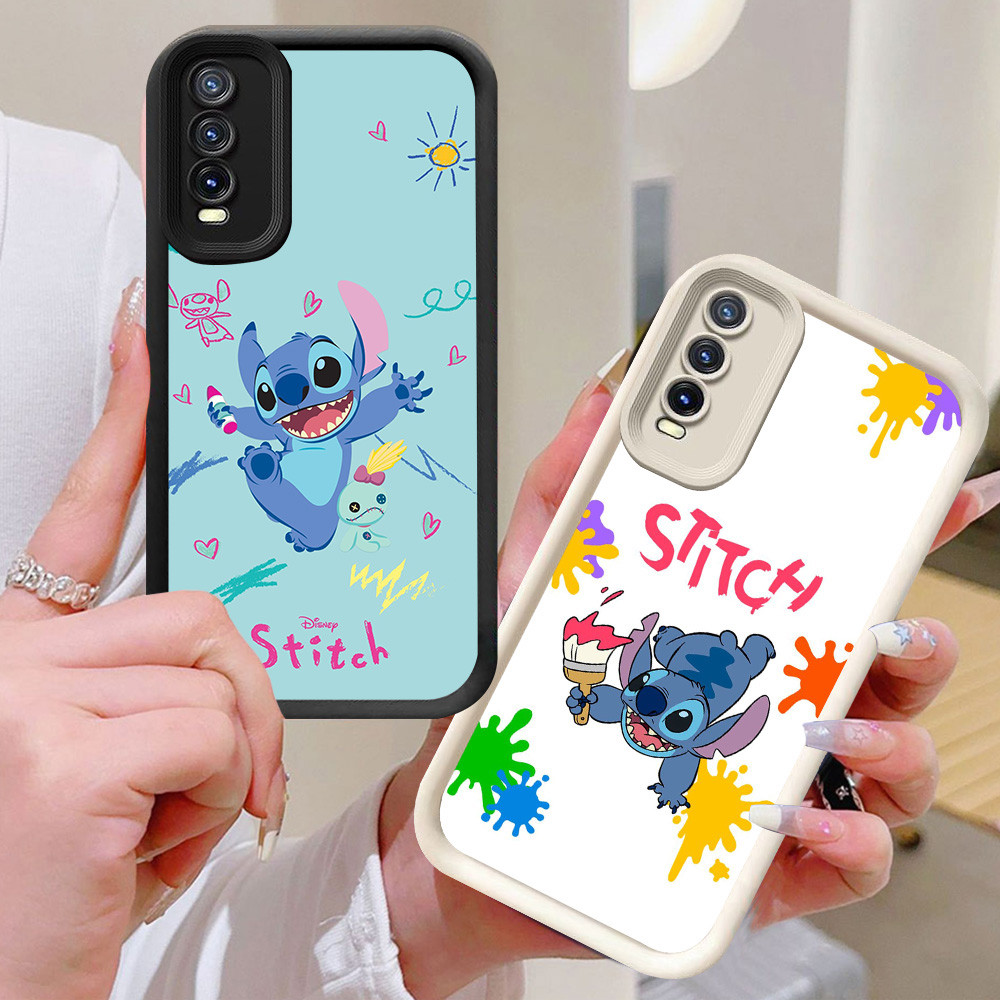 BI47 Stitch Casing untuk VIVO Y20i Y66 Y11s S1 Pro Y12s Y20s Y20 Putih Hitam