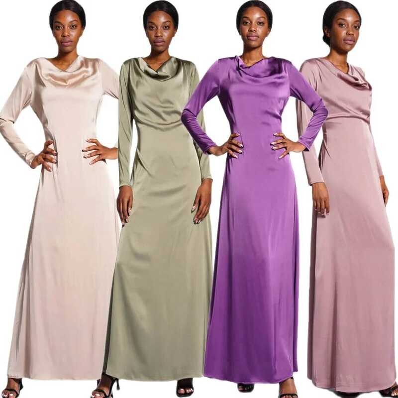 Dubai Kaftan Abaya Turki Wanita Hijab Arab Fashion Muslim Jubah Gaun Satin Gaun Afrika Abaya Untuk W