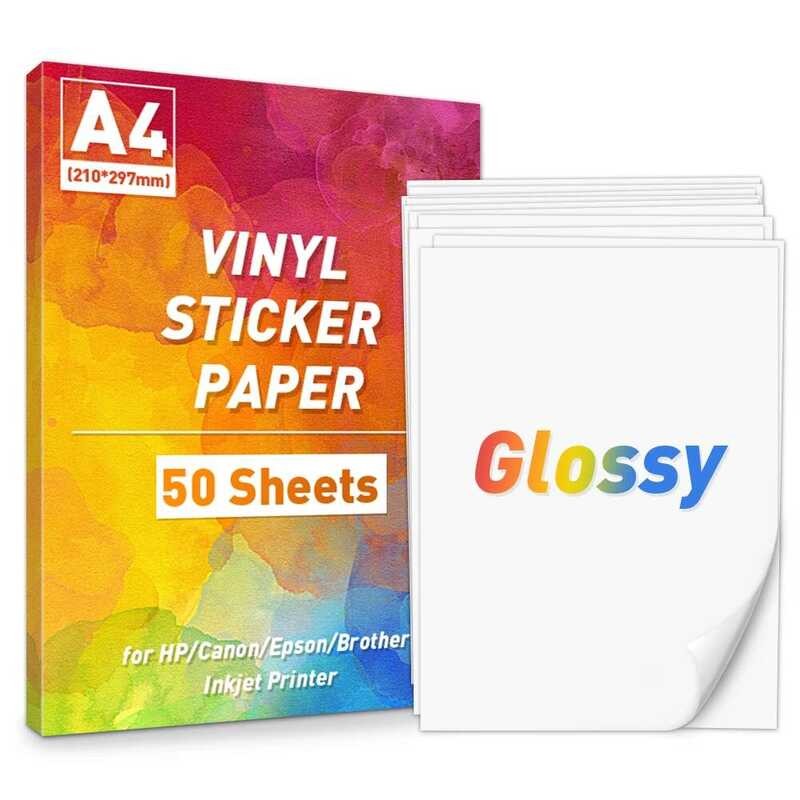 

Lembar 10/50 Kertas Stiker Vinyl Glossy A4 yang Dapat Dicetak untuk Printer Inkjet Epson Canon HP un