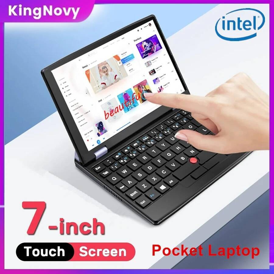 Notebook Ultrabook Layar Sentuh Murah 7 Inci Windows 11 Mini Pocket Laptop Intel N100 Webcam kompute
