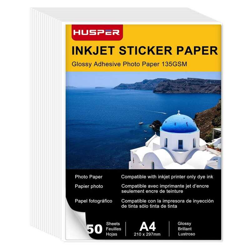 

Lembar 50 Kertas Stiker Label Putih Glossy A4 135g Kompatibel dengan Printer Inkjet 8.3x11.7" untuk