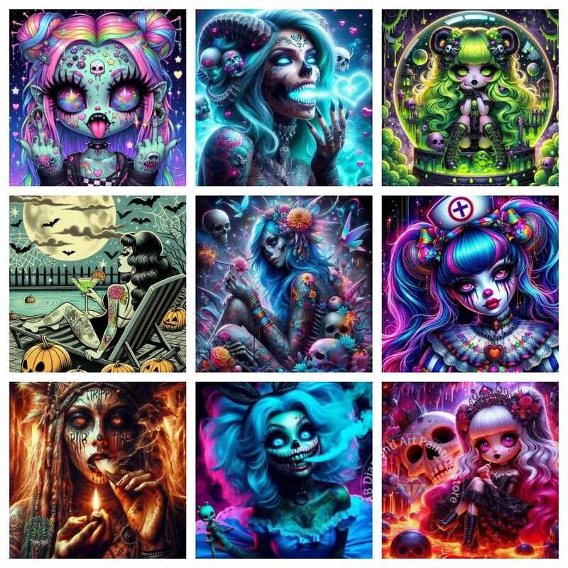 

Lukisan Kit Gadis Gotik Gelap 5D DIY Dia Cross Bordir Seni Buatan Tangan Hadiah Indah Dekorasi Rumah