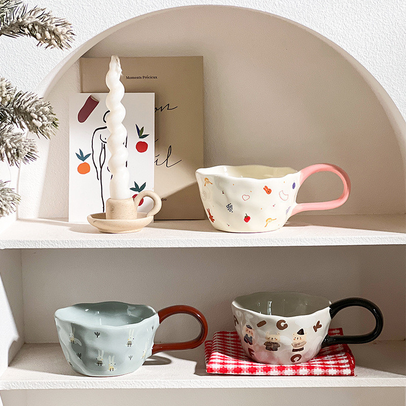 Mug susu FUFU anak muda hati keramik mug anak-anak sarapan Unik susu Unik air beruang kecil yang luc