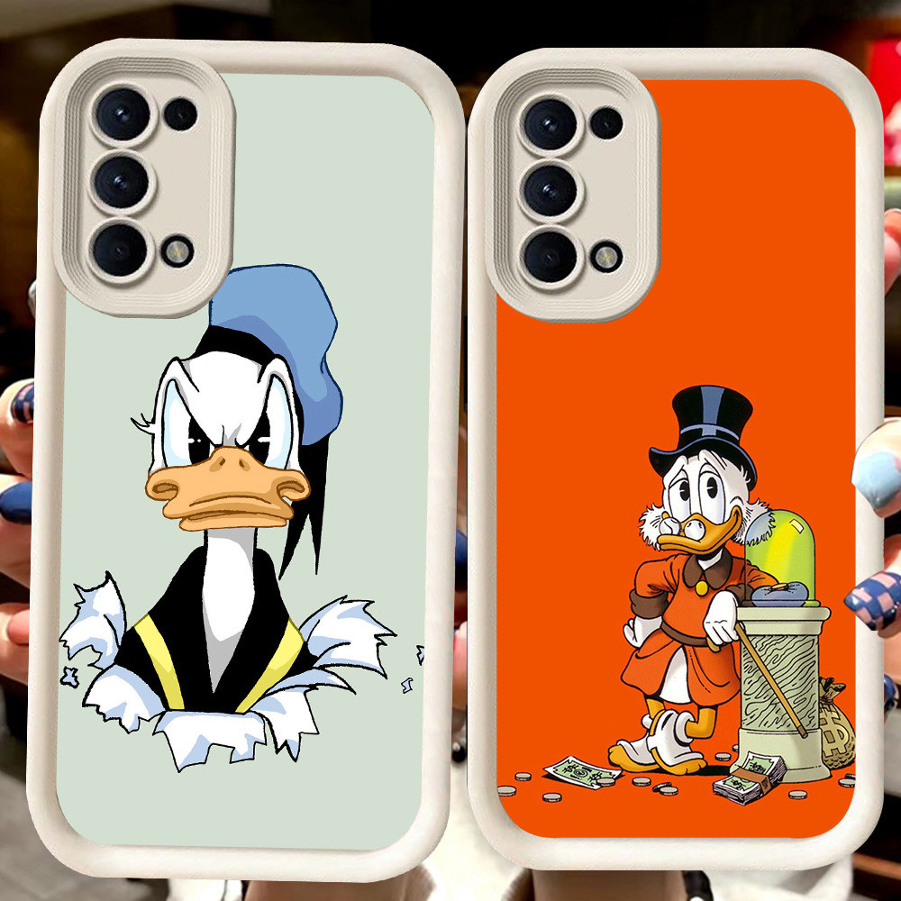 H128 Donald Duck Putih Casing untuk OPPO Reno A72 A95 A92 4 A94 6 A74 A52 A54S A55 5 A16s A16 5G