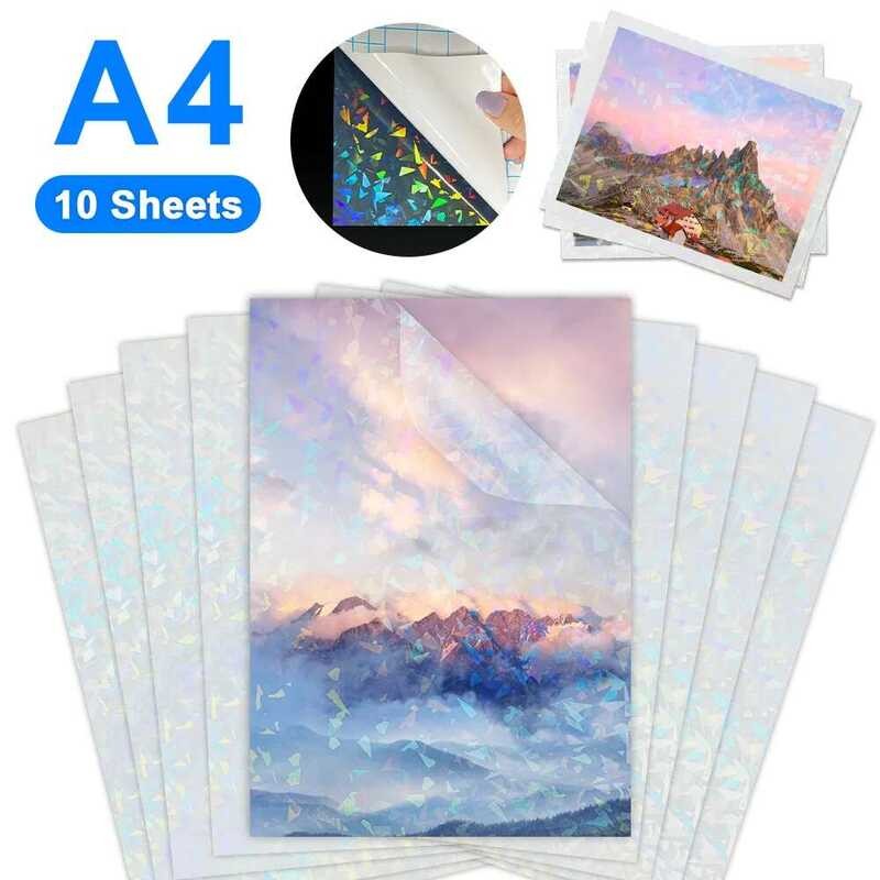 

Lembar 10 Kertas Laminasi Dingin A4 Kaca Pecah Perekat Diri Bintang Berkilau Titik DIY Paket Kartu F