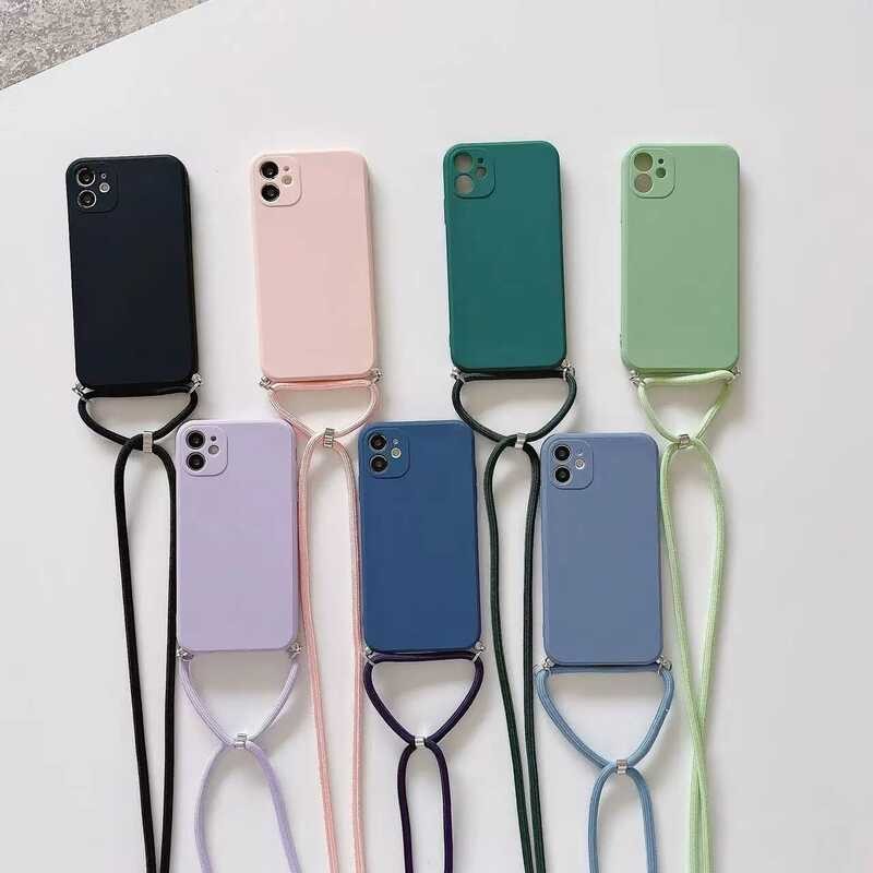 Telepon Casing Tali Lanyard Crossbody untuk iPhone 8 7 6 Plus 6S 5S X XS Max XR SE Kalung Penutup ya